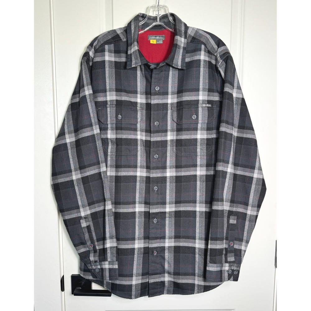 Eddie Bauer Mens Classic Fit Plaid Flannel Shirt Long Sleeve Button Up Size‎ L